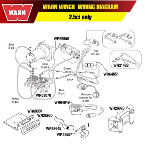 WARN 6 GAUGE CABLE - BLACK - 36"
