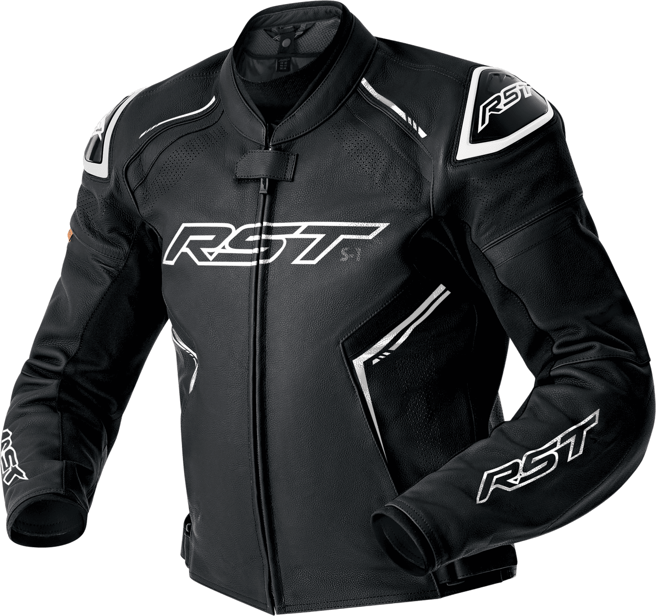 S1 D3O LEATHER JACKET BLK/WHI MD