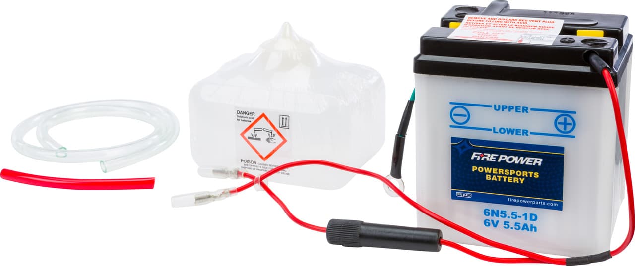 BATTERY W/ACID 6N5.5-1D 6V