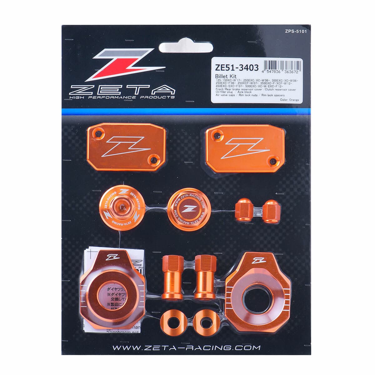 Zeta Billet Kit KTM Orange