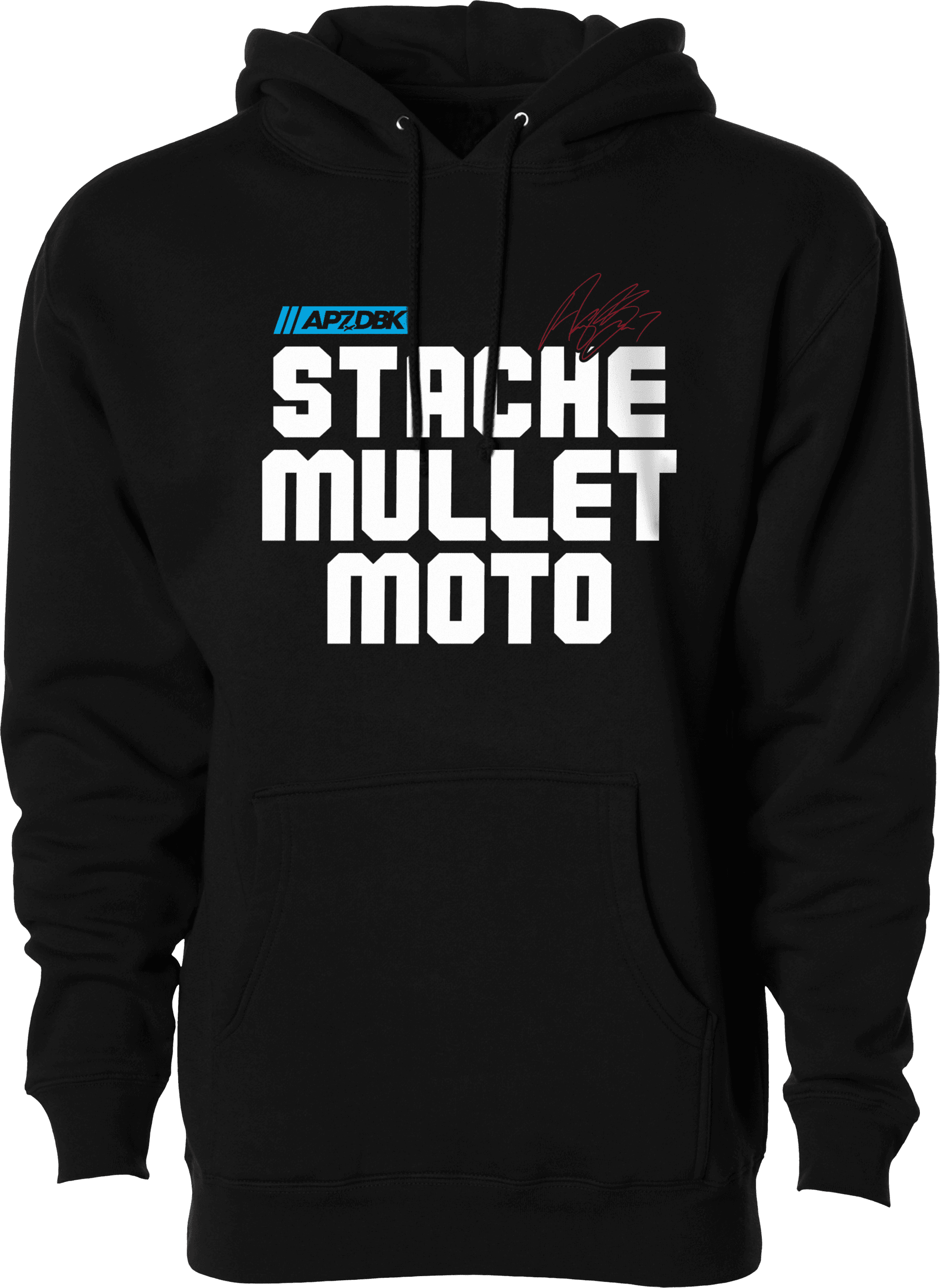 STACHE MULLET MOTO HOODIE BLACK 2X