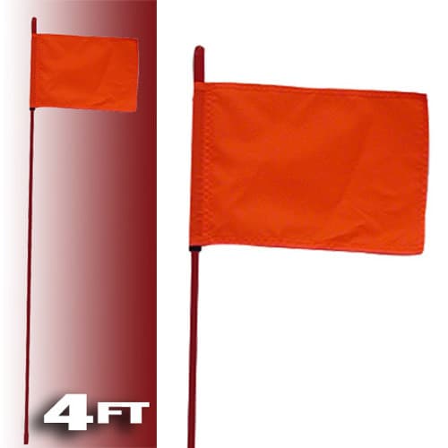 RED FIRE STICK W/ORANGE SAFETY FLAG - 4FT