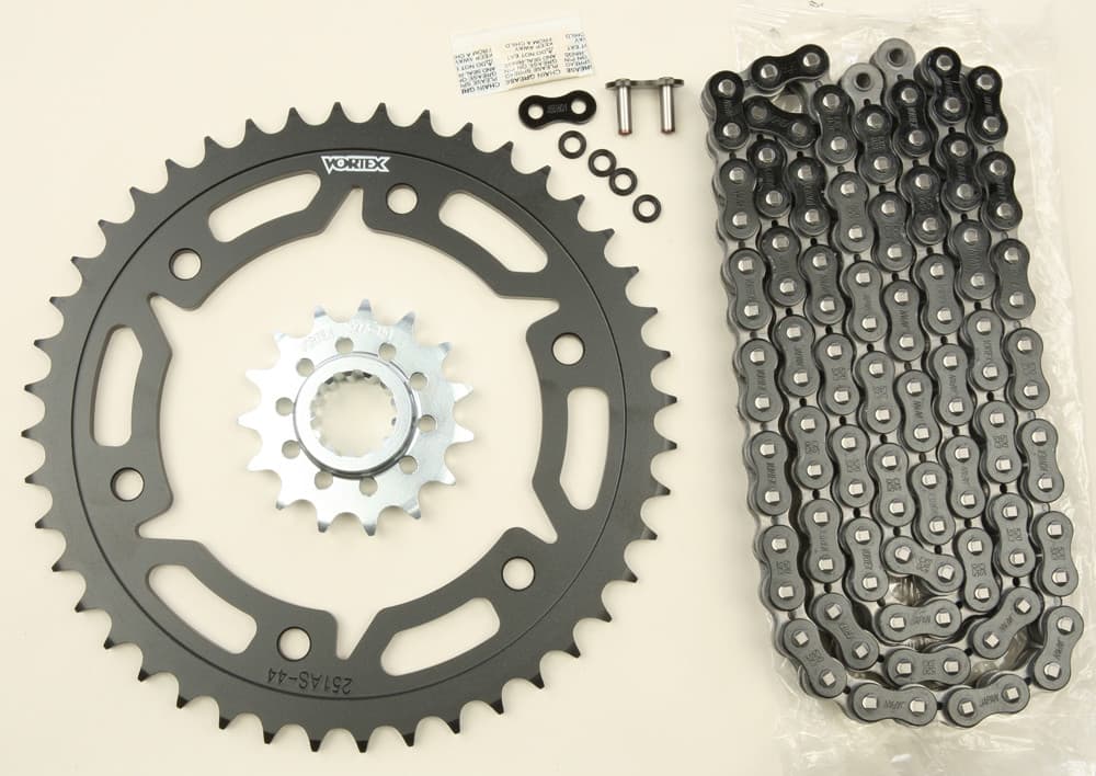 Vortex Sprocket/Chain Kit Stl/Stl 15/44T Sil SX3 520-112L Black