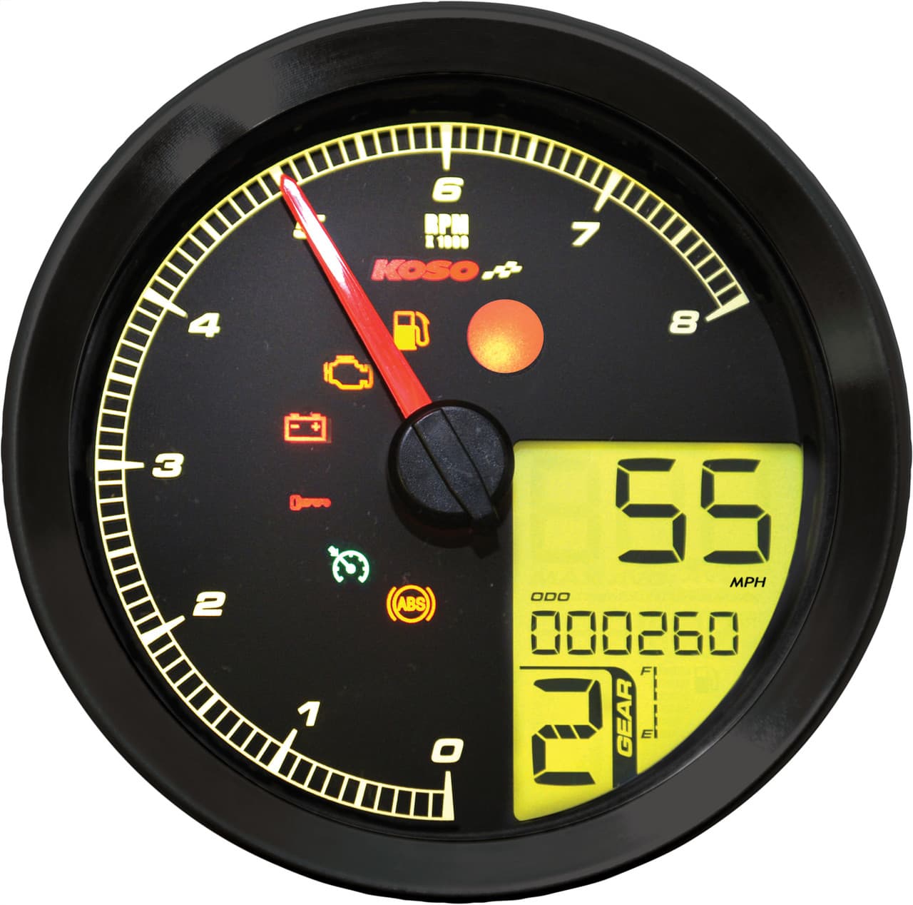 Koso Speedometer / Tach Black Bezel Lcd Color Change Display