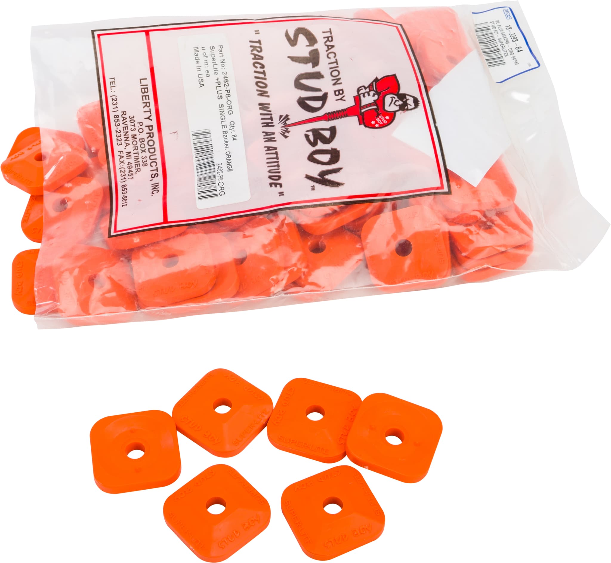 Stud Boy Super-Lite Plus Backers Orange 84/Pack