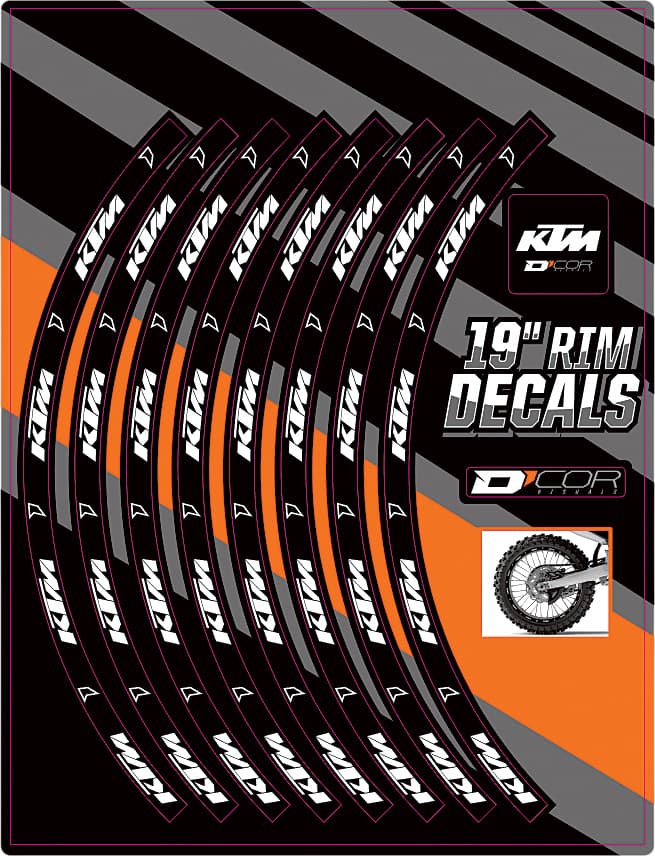 D-Cor Rim Decals 19" KTM Logo Rear