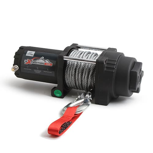 EXPEDITION WINCH 4500LB 4-BOLT STEEL CABLE W ROLLER FAIRLEAD