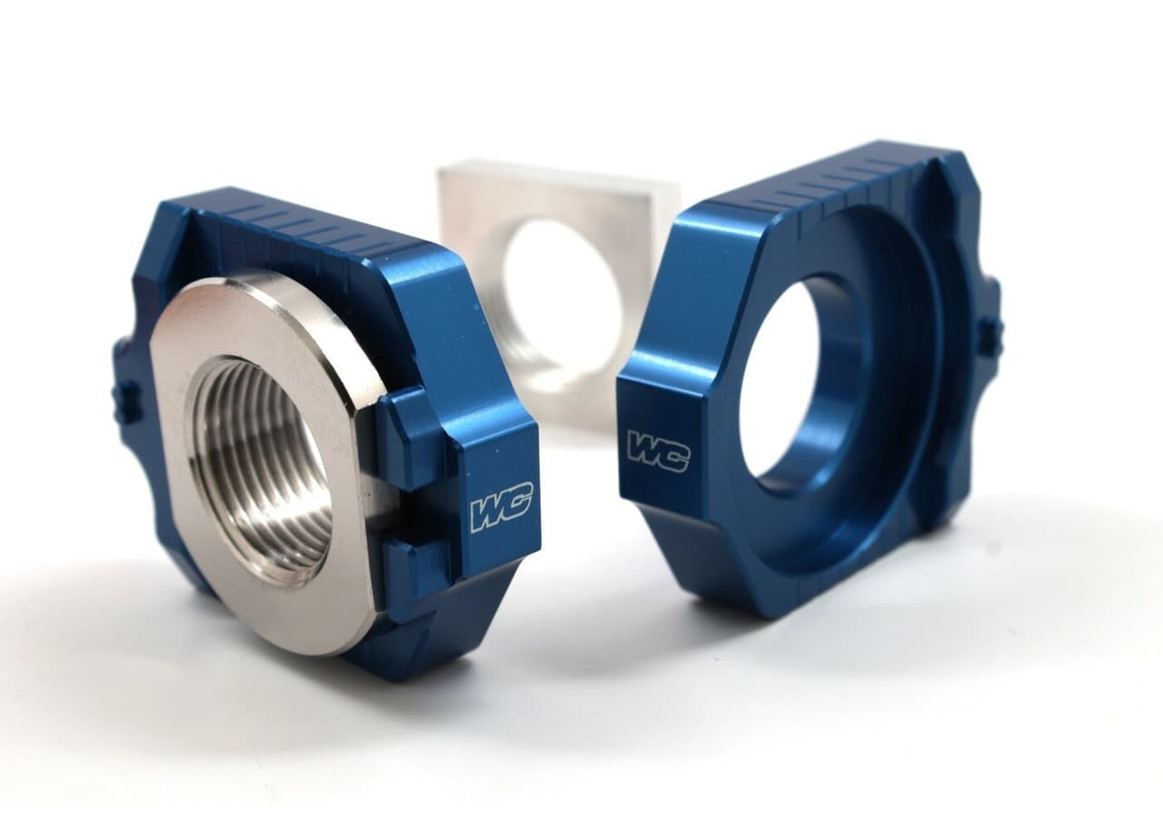 Works Axle Blocks Elite KTM/Husqvarna Blue