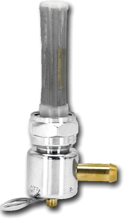 HardDrive Round Petcock 22MM Bung Right Spigot Chrome