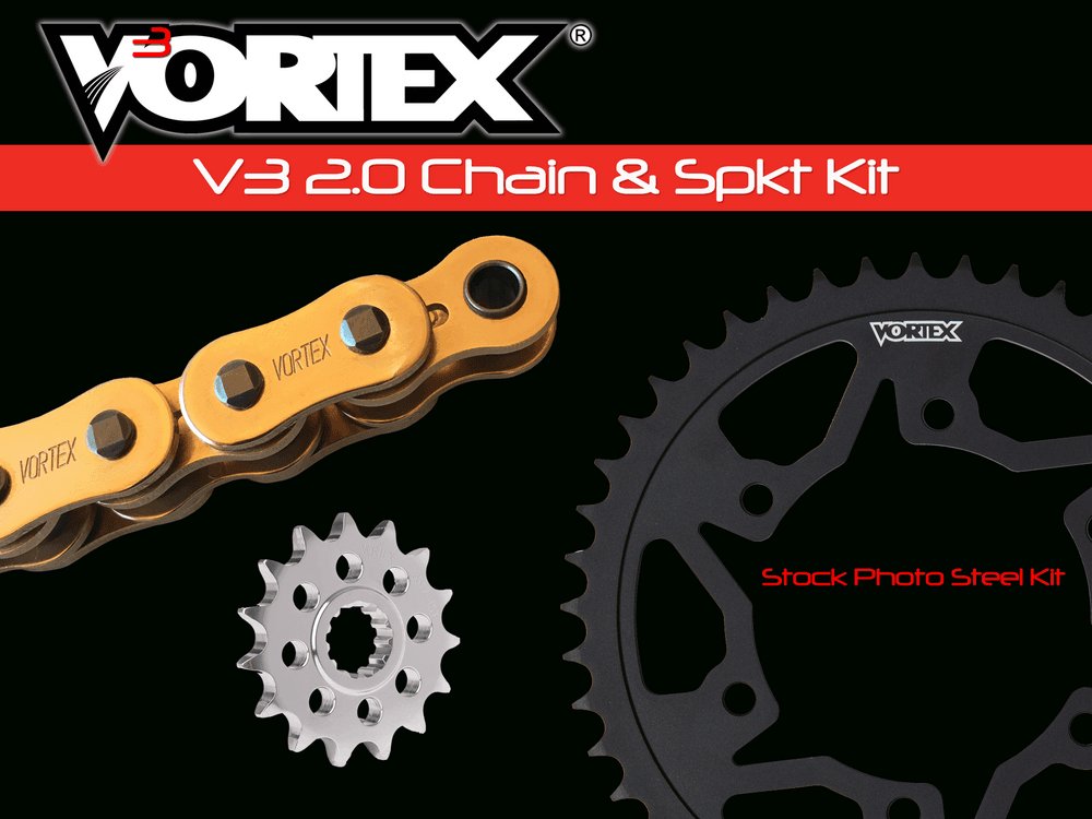 Vortex Sprocket/Chain Kit Stl/Stl 15/45T Sil SX3 520-108L Gold