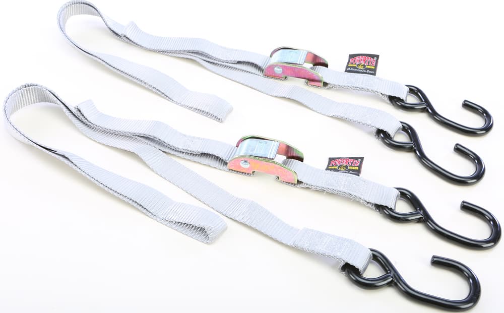 Powertye Tie-Down Cam S-Hook 1"X5.5' Silver Pair