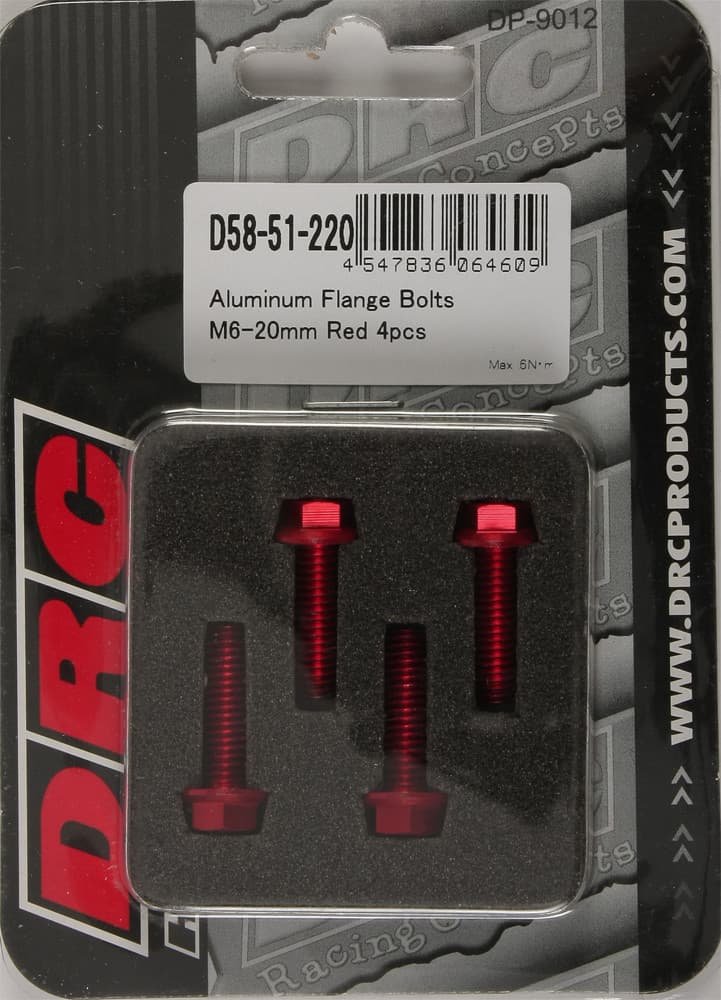 Drc Aluminum Flange Bolts Red M6X20MM 4/Pack