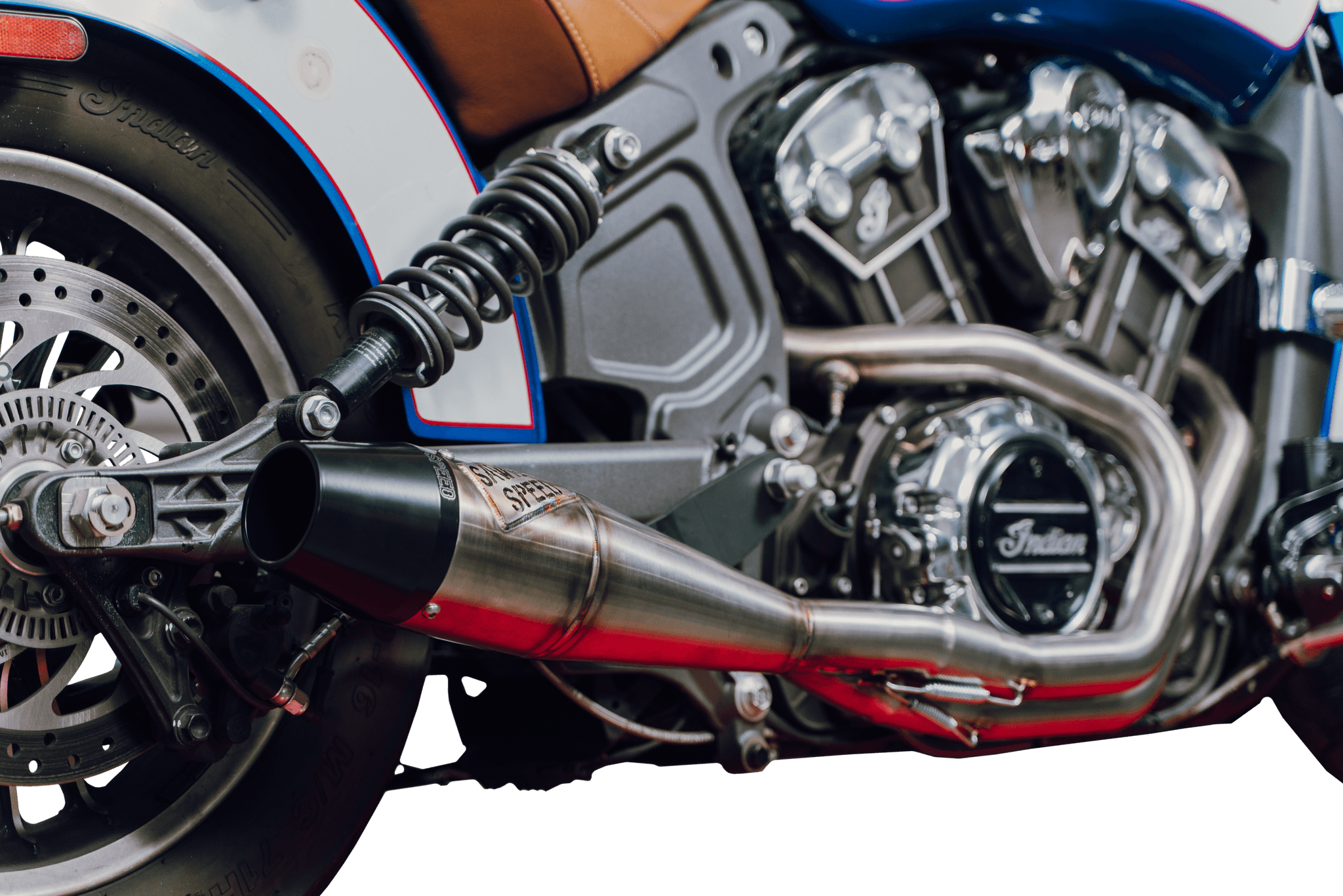 Sawicki Indian Scout Mid Length Brushed Ss W/ Black End Cap