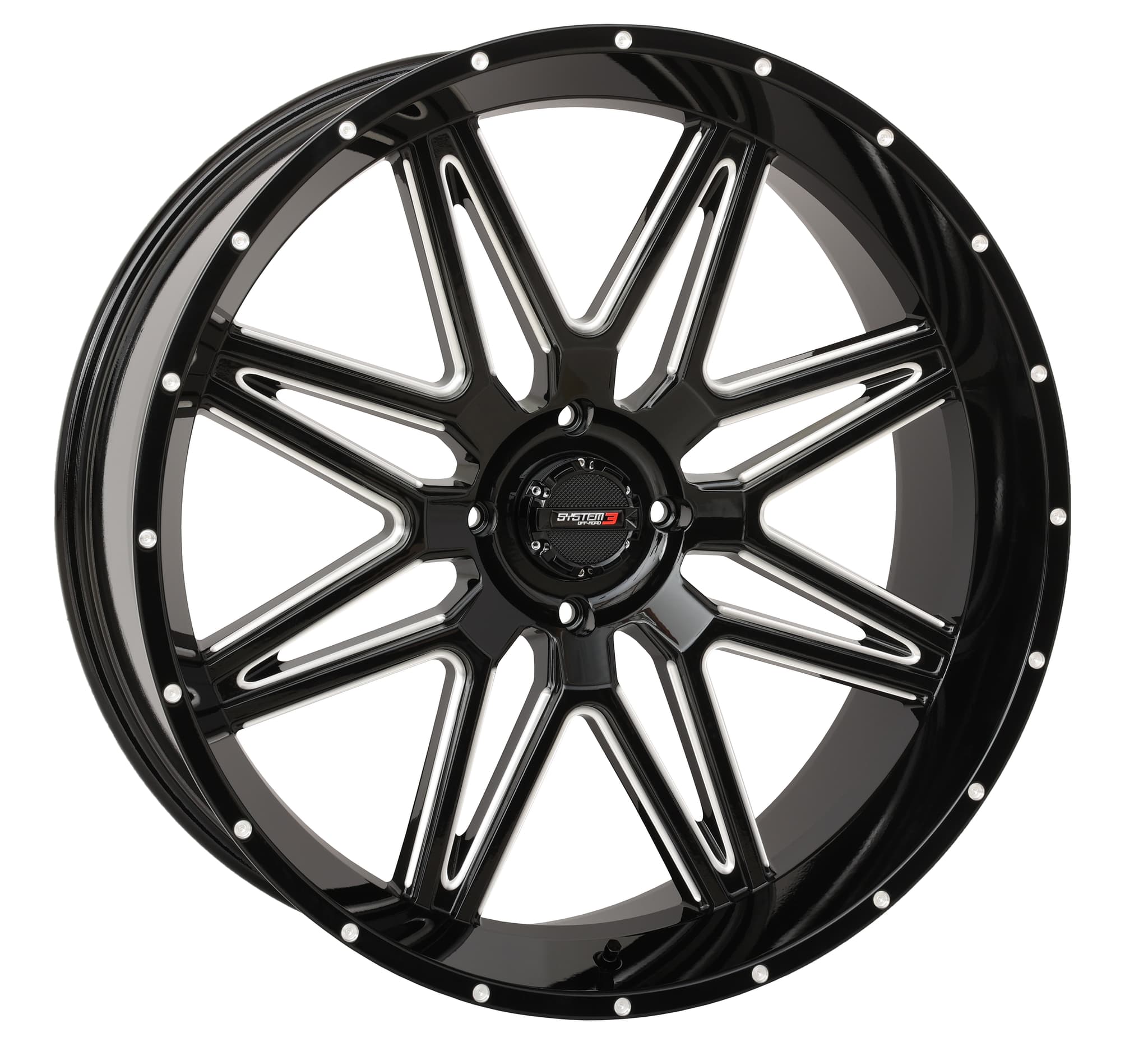 System 3 ST7 Wheel 24X9 5+4 (0MM) 4/156 Gloss Black Milled