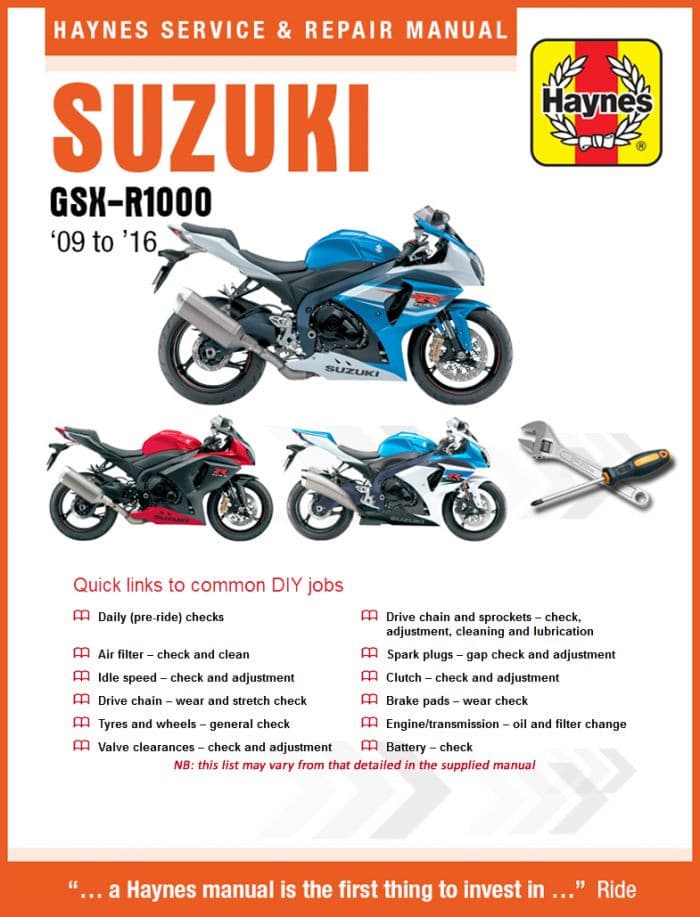 SUZUKI GSX-R1000 2009-2016 HAYNES MANUAL