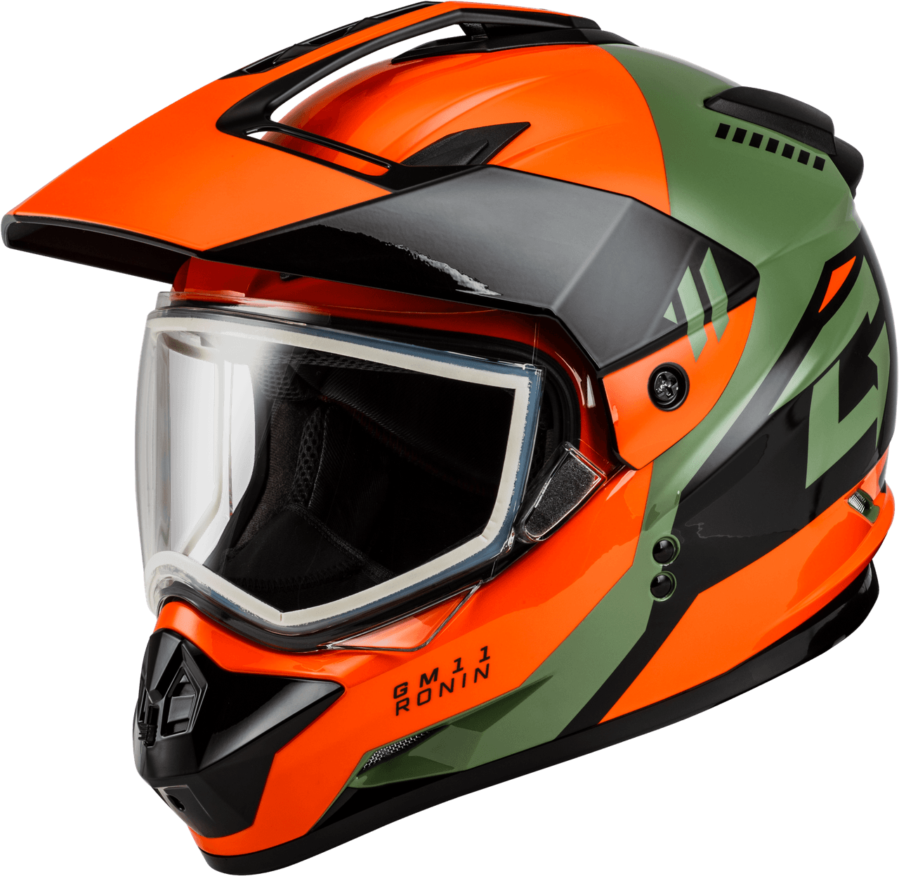 Gmax GM-11 Ronin Helmet Orange/Green/Black MD
