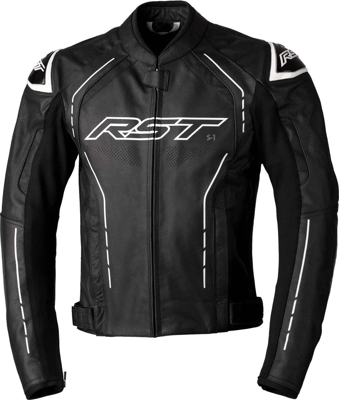 RST S1 CE Jacket Black/Black/White Leather SM