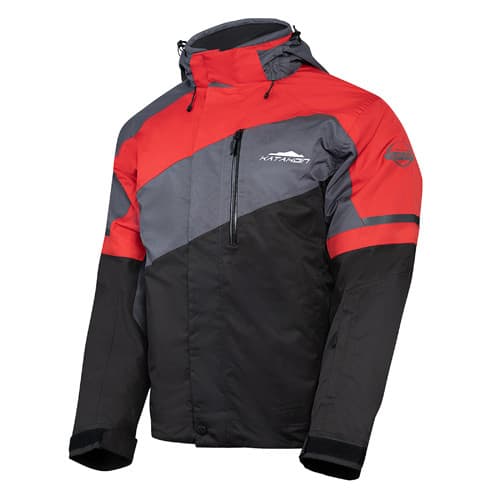 KATAHDIN GEAR RECON JACKET MENS, BLACK/GREY/RED - LARGE