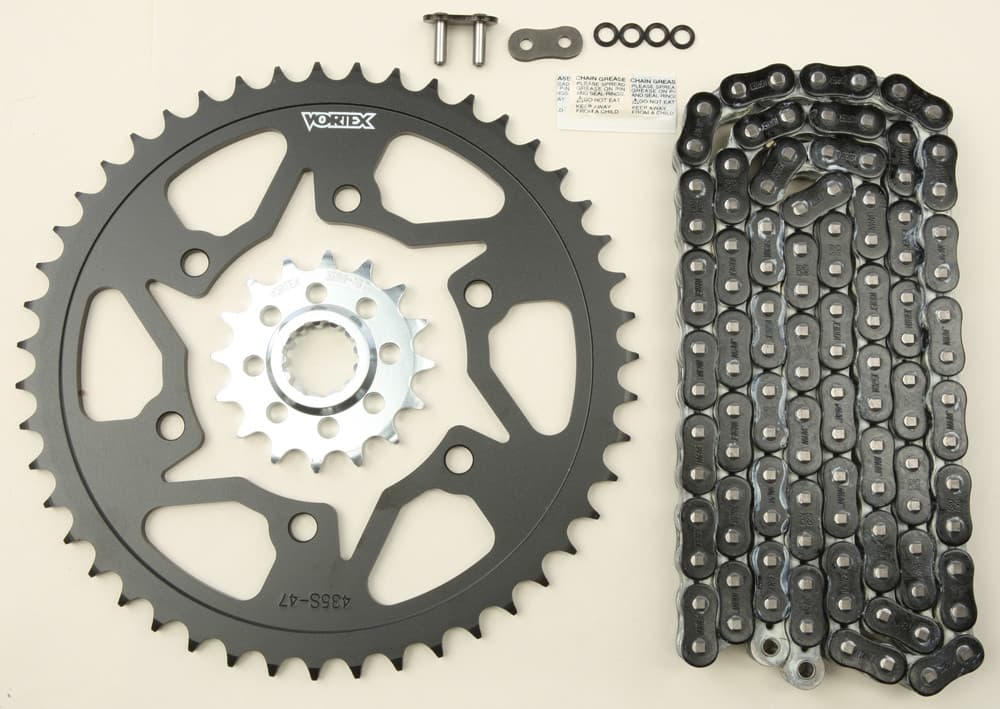 Vortex Sprocket/Chain Kit Stl/Stl 16/47T Sil RX3 520-116L Black