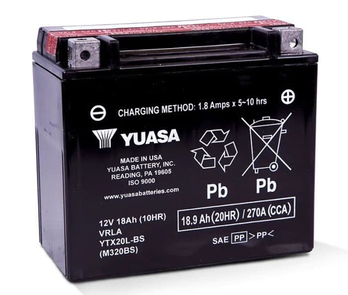 YUASA YTX20L-BS MAINTENANCE FREE 12 VOLT BATTERY