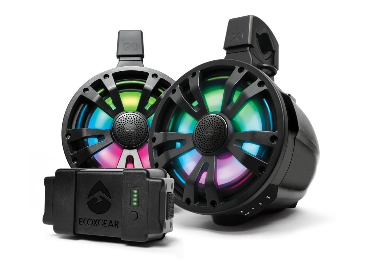 Ecoxgear Extrmtower 2-Pack 8 Spkr 1 Amp Spkr + Btry 1 Non-Amp Black