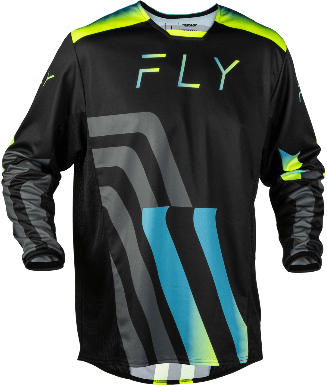 Fly Racing Kinetic Volt Jersey Black/Grey/Teal/Yellow MD