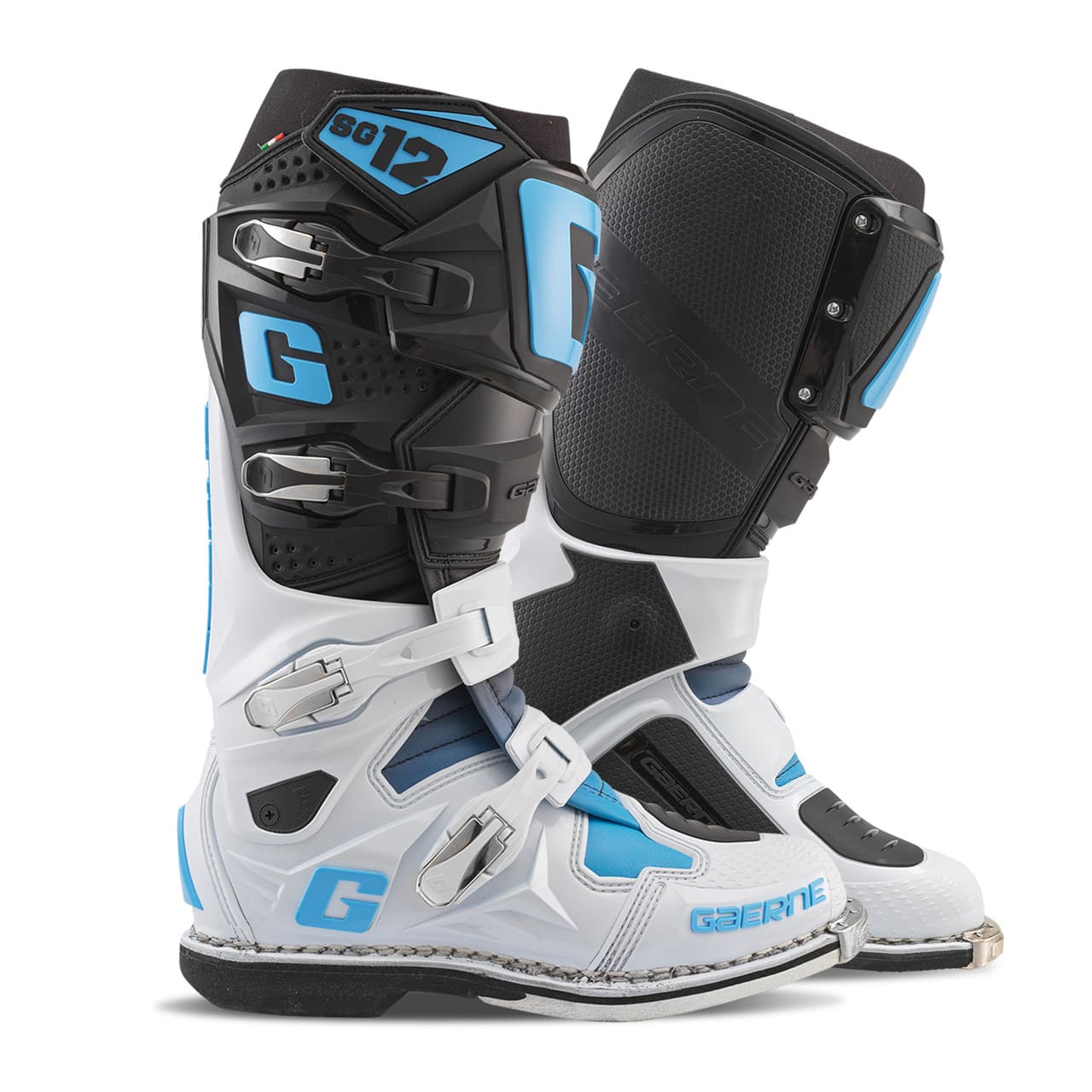 Gaerne SG12 Le Boots Black/White/Carolina Blue Size 10