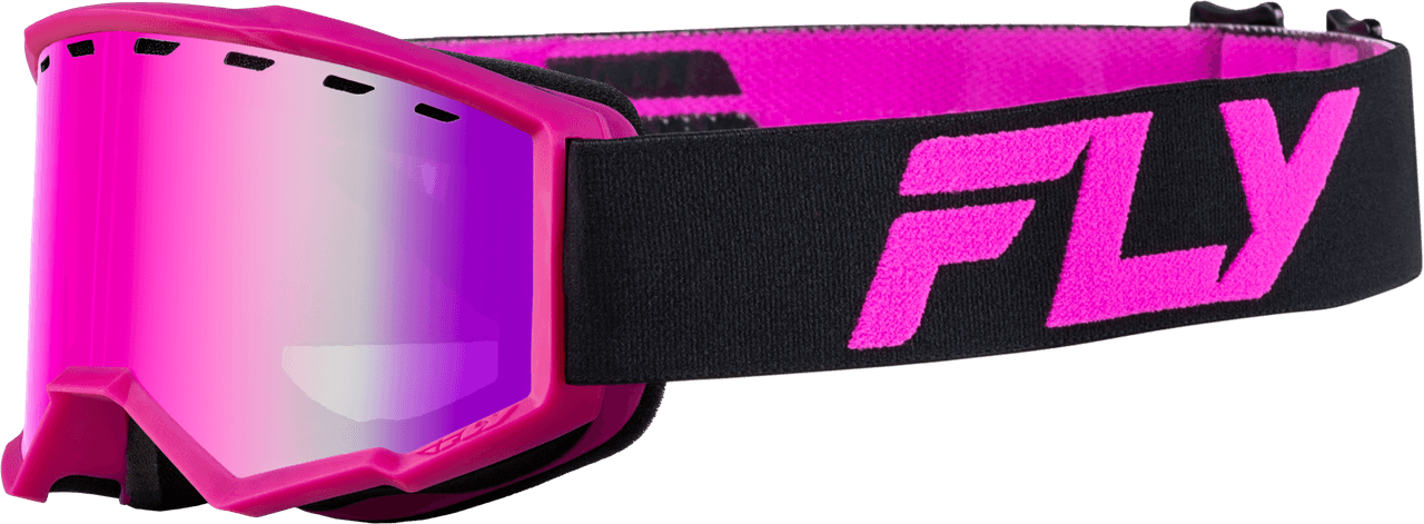 Fly Racing Youth Focus Snow Goggle Black/Pink W/ Pink Mirror/Rose Lens