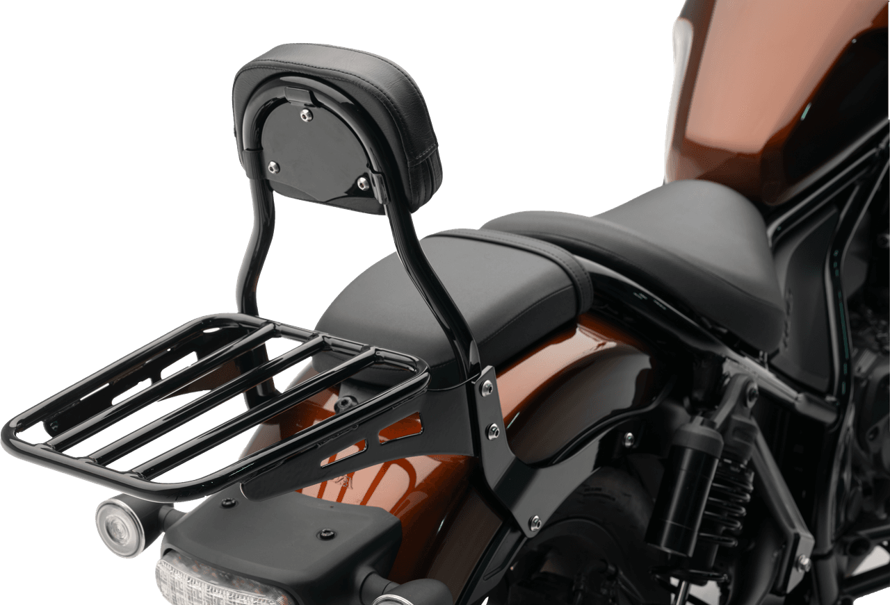 Cobra Mini Round Sissy Bar W/Pad Black Honda Rebel 1100