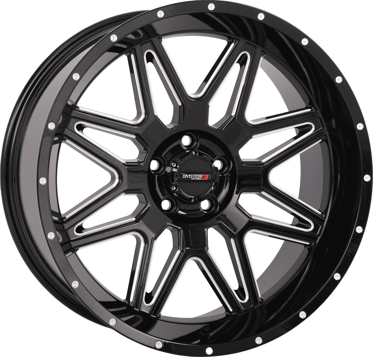 System 3 ST7 Wheel 20X9 5+4 (0MM) 5/4.5 Gloss Black Milled