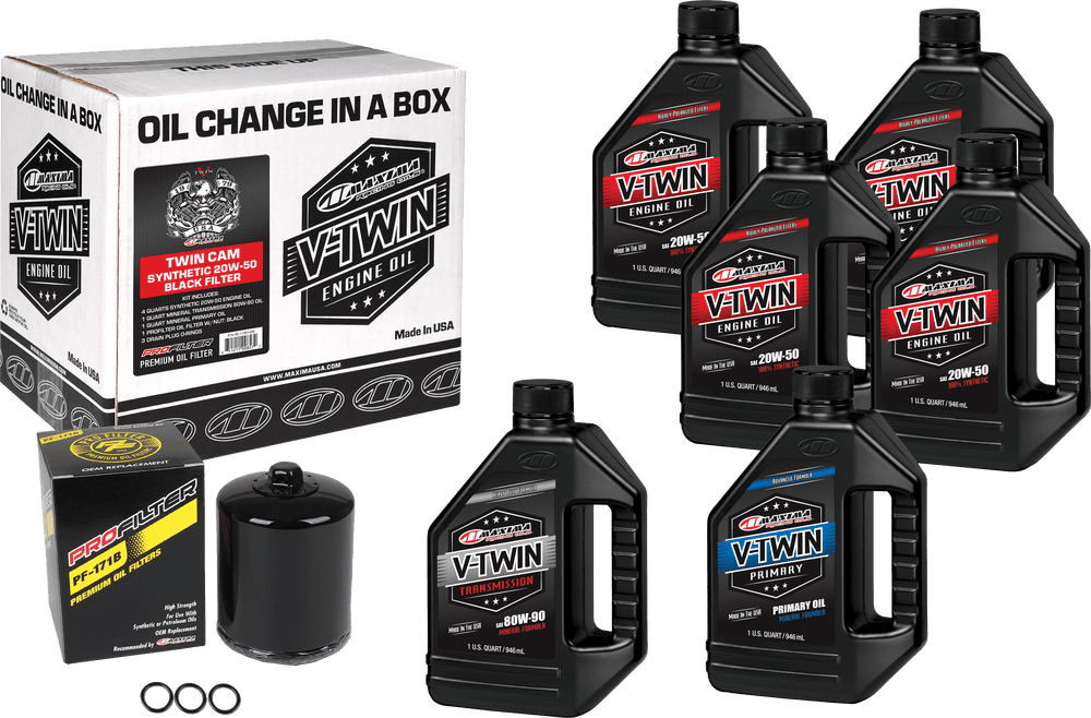 Maxima V-Twin Syn Oil Change Kit Tc Black Filter