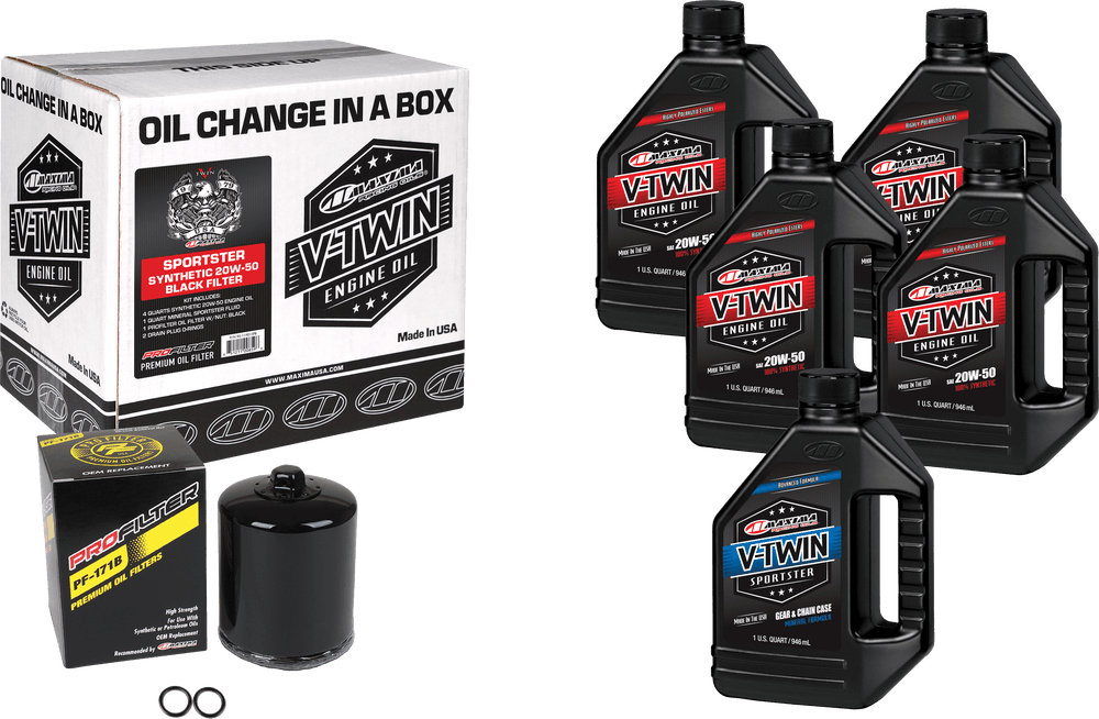 Maxima V-Twin Syn Oil Change Kit XL Black Filter