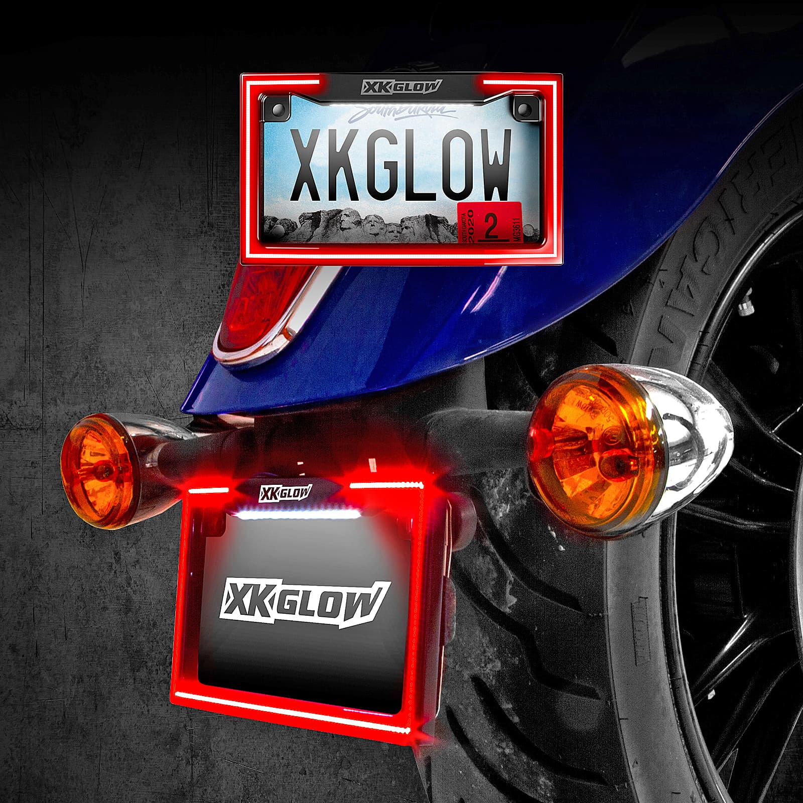 Xk Glow License Plate Frame Light With Turn Signal Chrome