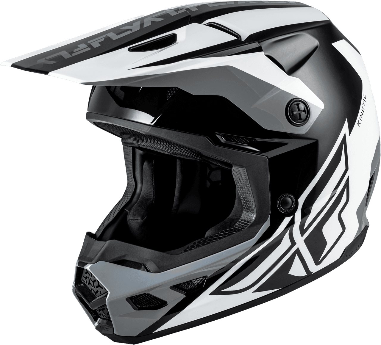 Fly Racing Kinetic Crest Helmet Black/White/Grey LG