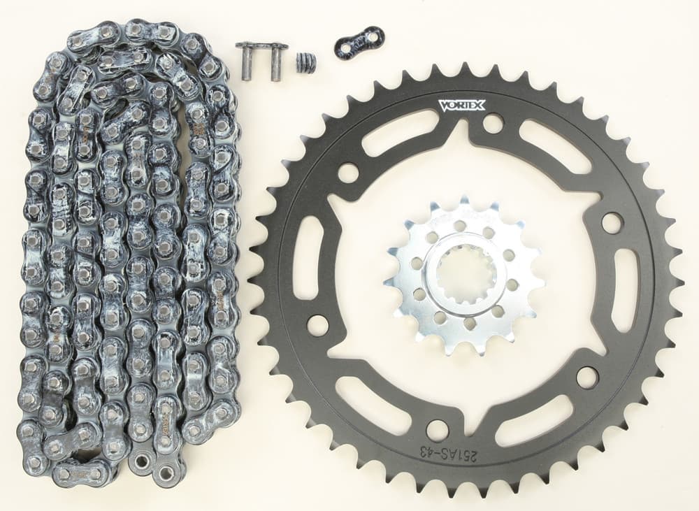 Vortex Sprocket/Chain Kit Stl/Stl 15/43T Sil RX3 520-114L Black