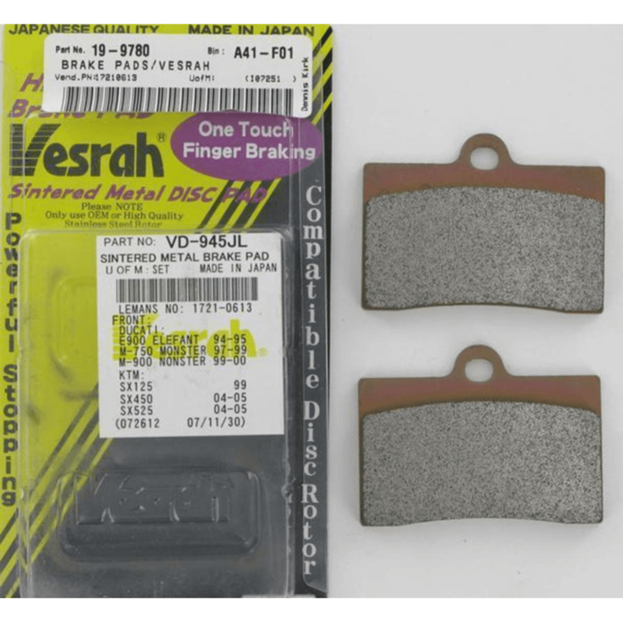 VESRAH SINTERED METAL BRAKE PADS, VD-164JL
