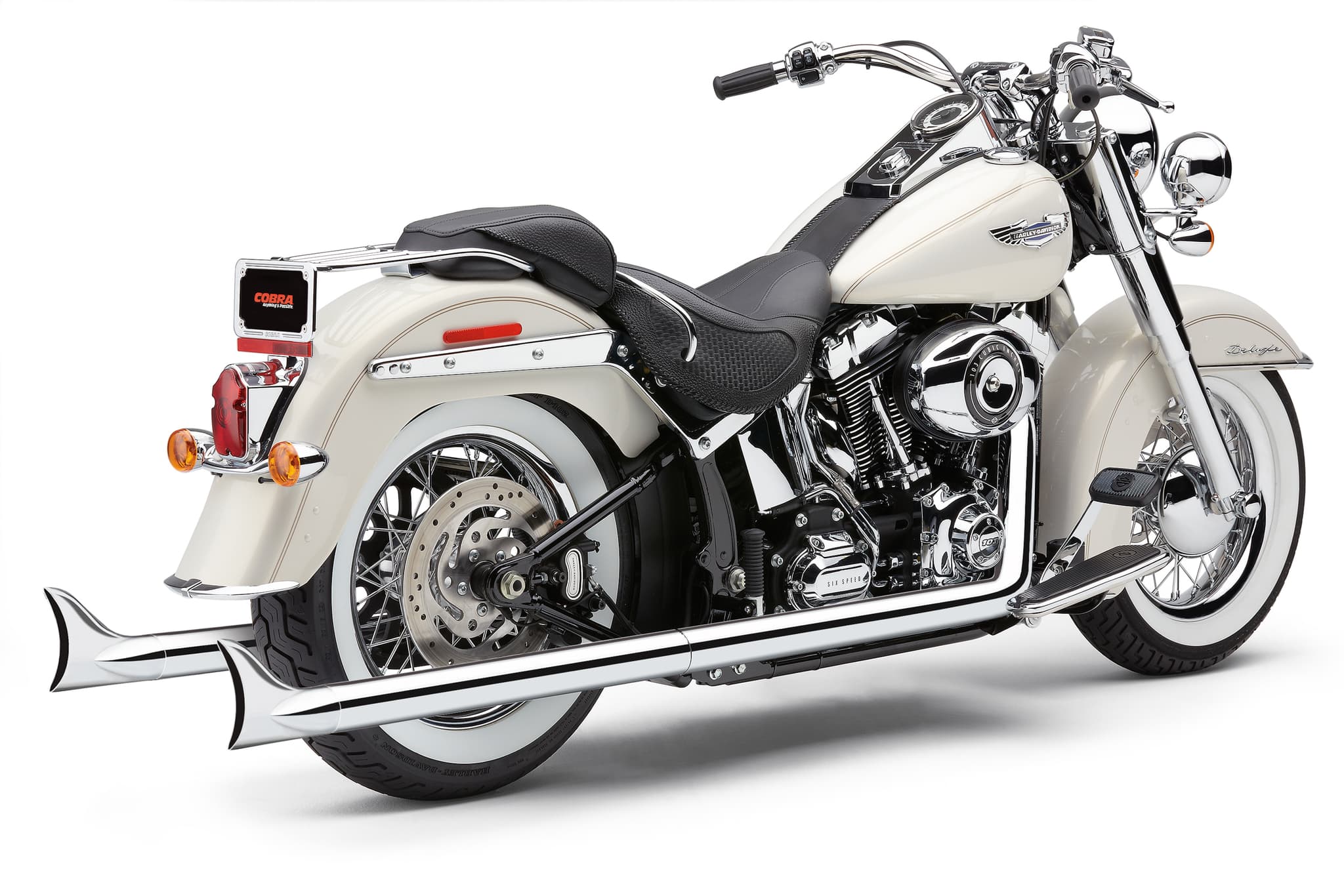 Cobra Bad Hombre True Dual Fishtails Chrome Softail 97-06