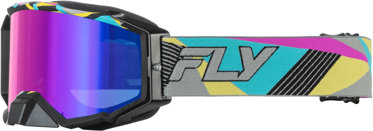 Fly Racing Zone Elite Retro Goggle Neon W/ Magenta Mirror/Blue Lens