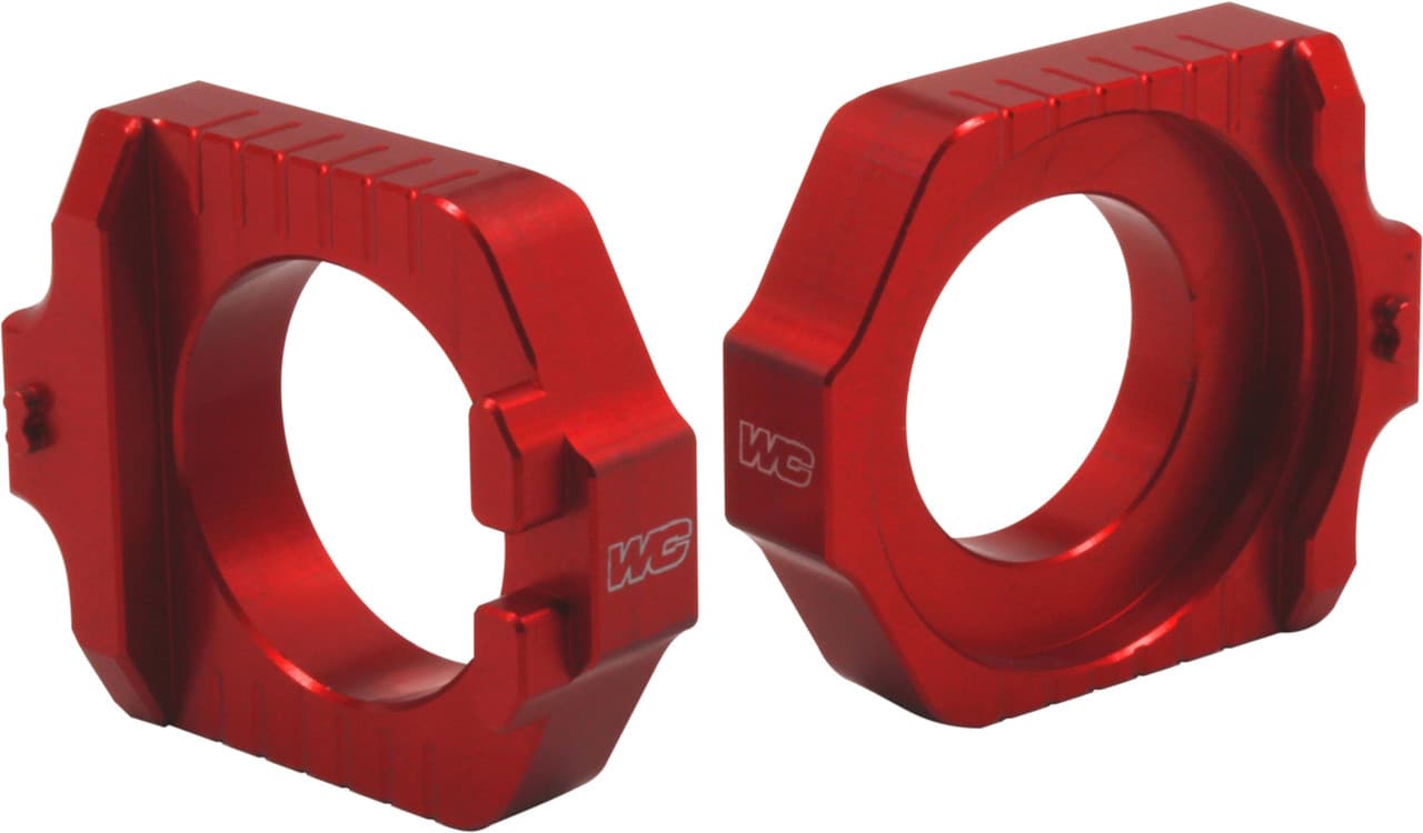 Works Axle Blocks Elite KTM/Husqvarna Red
