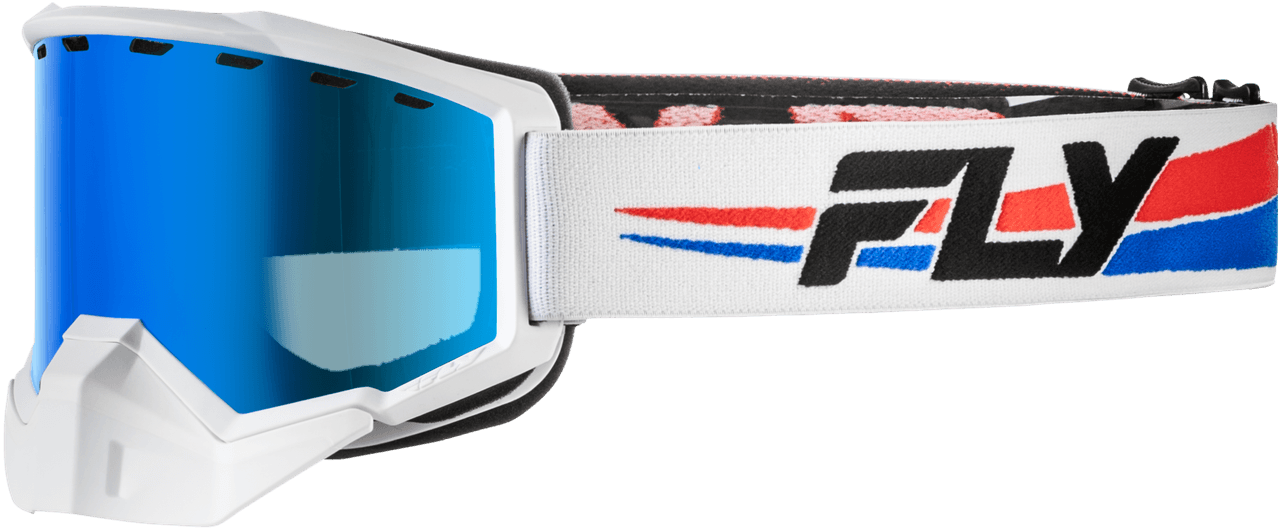 Fly Racing Focus Snow Goggle Whte/Red/Blue W/Dark Blue Mirror/Smoke Lens
