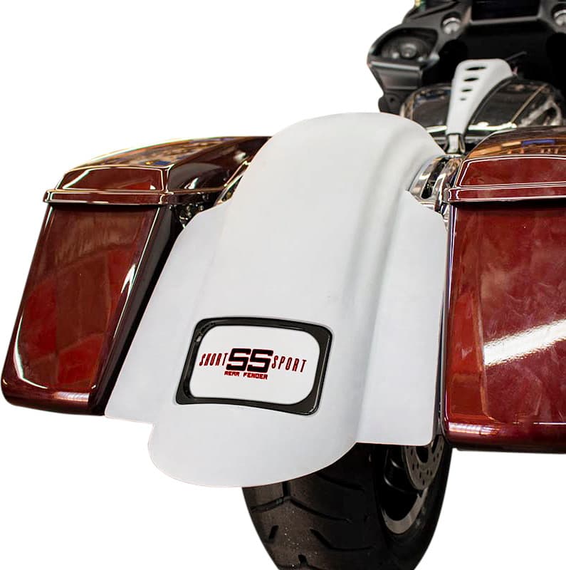 Baggernation Swoop Short Sport Rear Fender W/Black Plate Frame