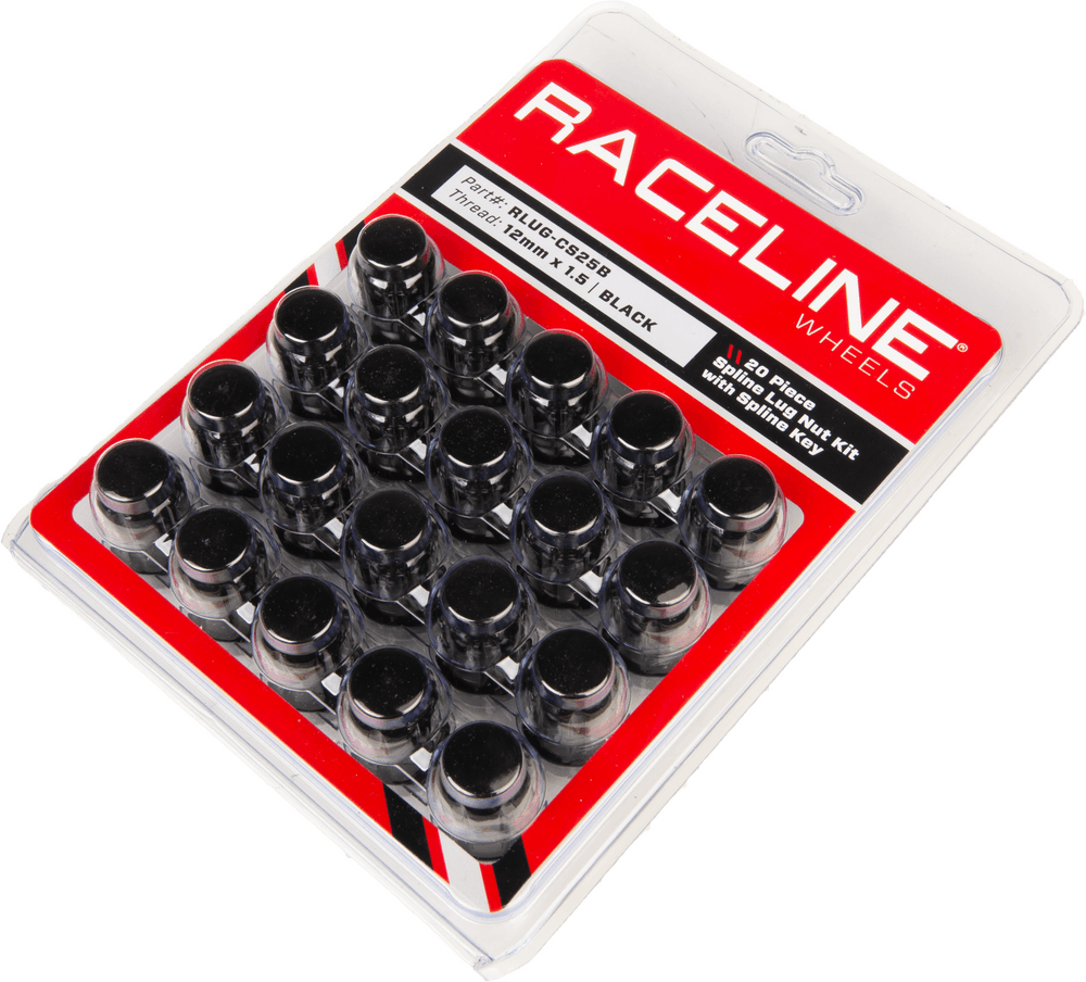 Raceline 12MMX1.50 Lock Style Lug 20/Pack Lock Style Lug Nuts Black