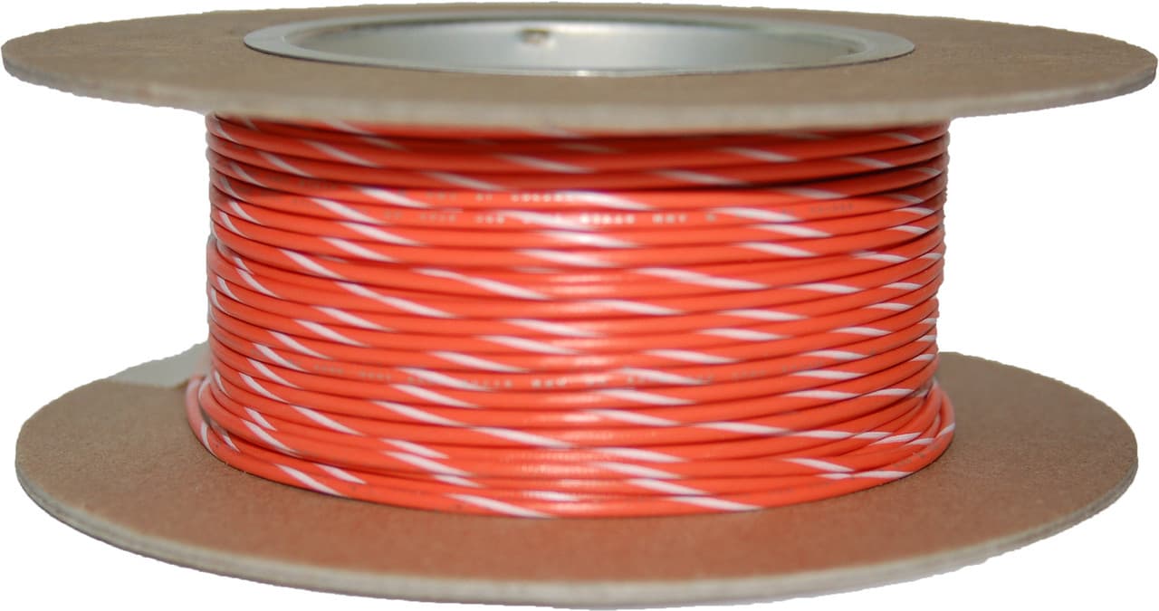 Namz Custom Cycle #18-GAUGE Orange/White Stripe 100' Spool Of Primary Wire
