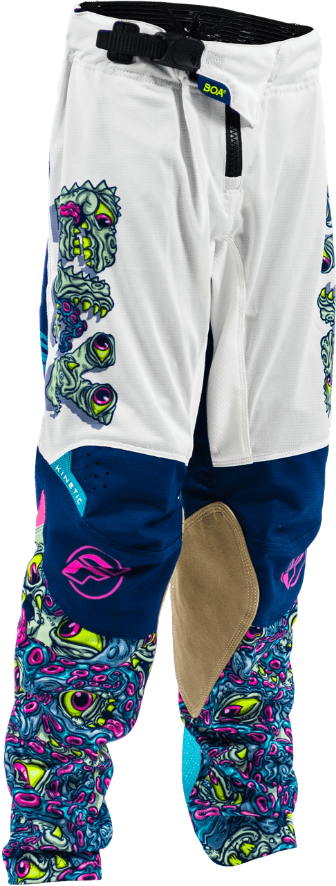 Fly Racing Youth Kinetic Mutant Mesh Pants White/Blue/Multi Size 24