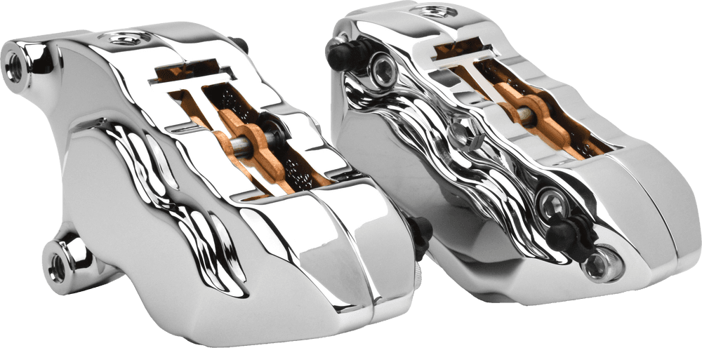 Hawg Halters Inc 4 Pist Front Dual Caliper Kit Chrome W/ 11.8" Rotor