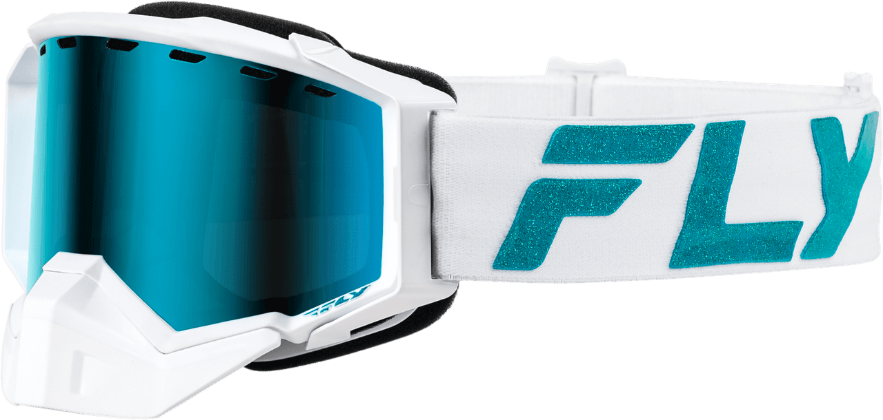 Fly Racing Zone Elite Snw Goggle White/Teal W/ Sky Blue/Polarized Smk Lens