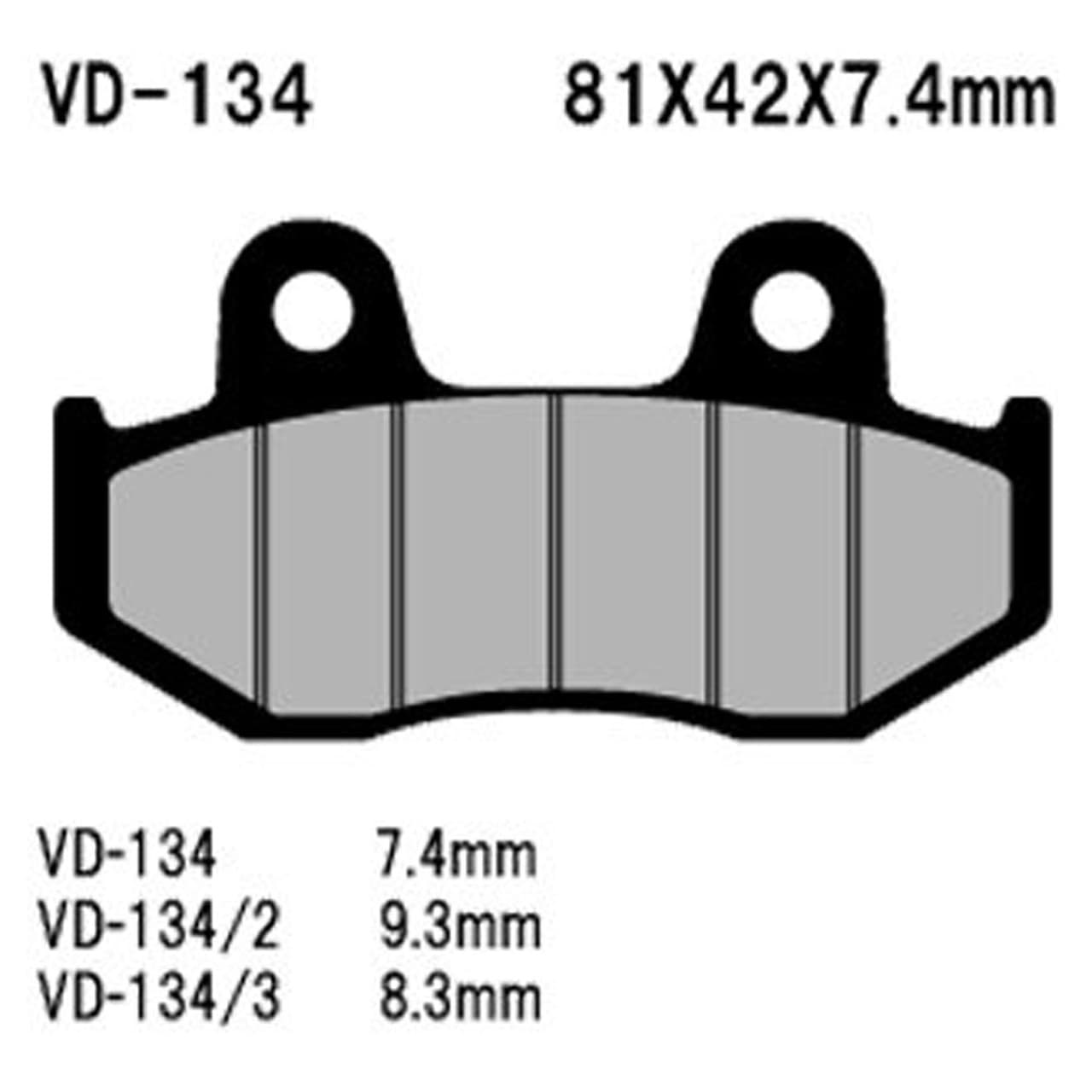 VESRAH SEMI-METALLIC BRAKE PADS, VD-134/3