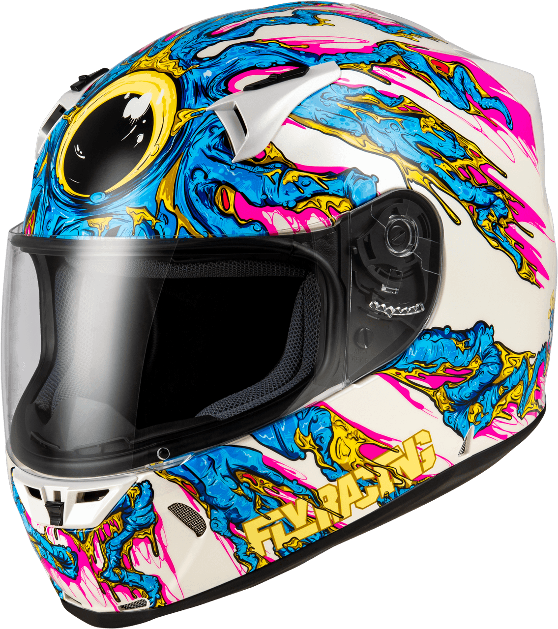 Fly Racing Revolt Space Creep Helmet Light Blue/White/Pink SM