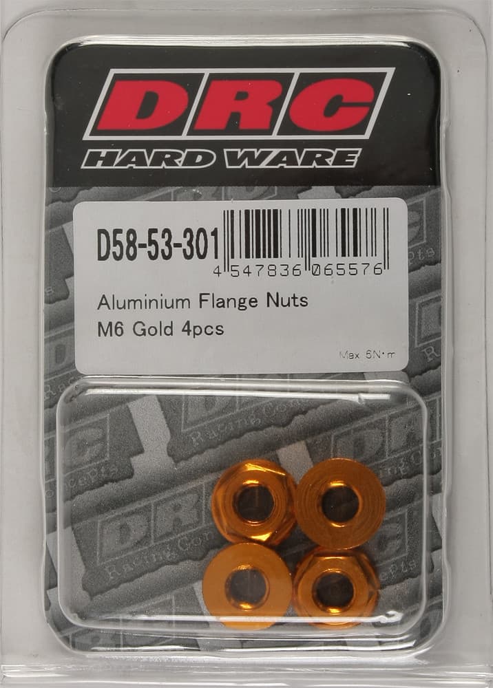 Drc Aluminum Flange Nuts Gold M6X12MM 4/Pack
