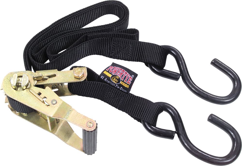 Powertye Tie-Down Ratchet S-Hook 1"X6' Black Pair